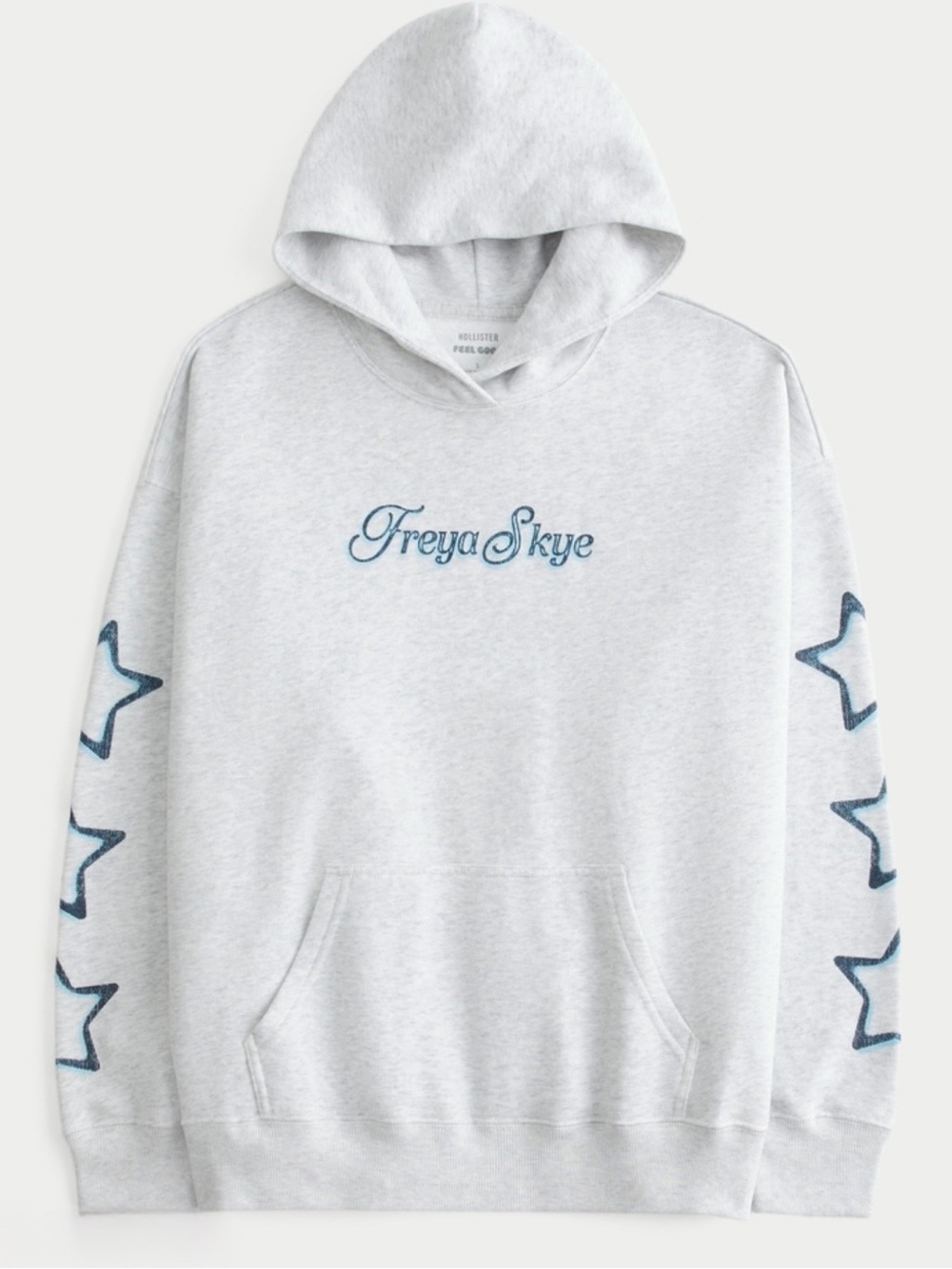 Hollister - Freya Skye Gray hoodie with blue stars on sleeves. NWT Size S